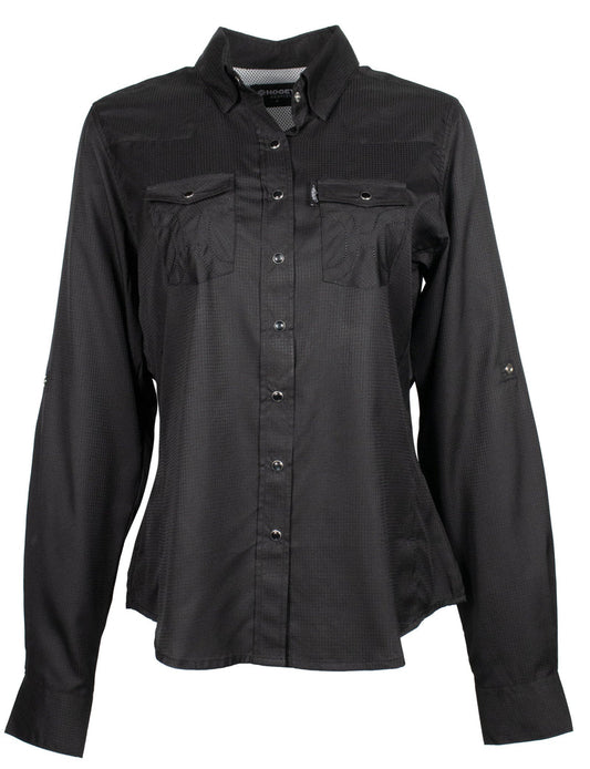 SOL Ladies Black Long Sleeve Pearl Snap Shirt