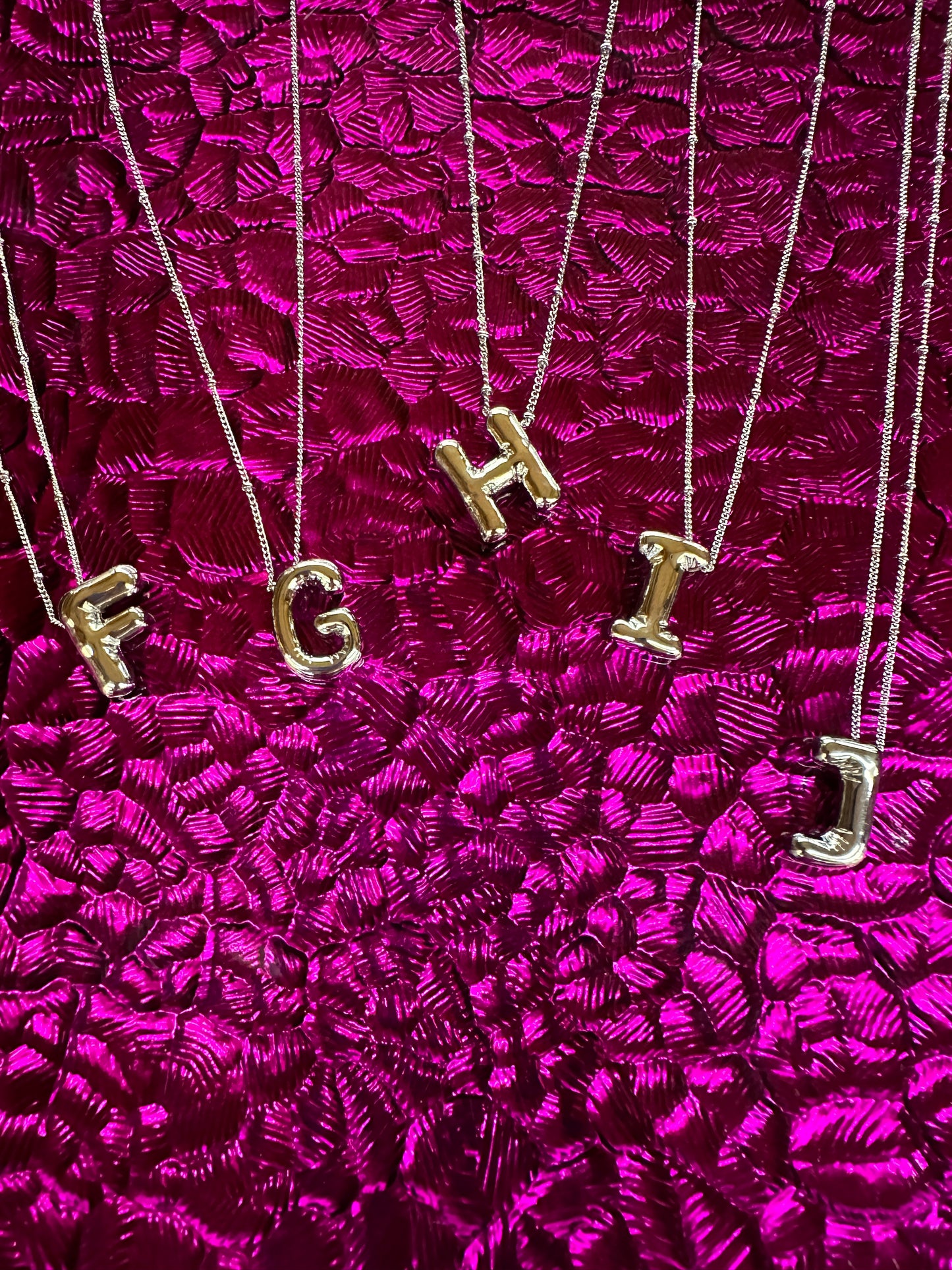 Silver Initial Bubble Necklace I