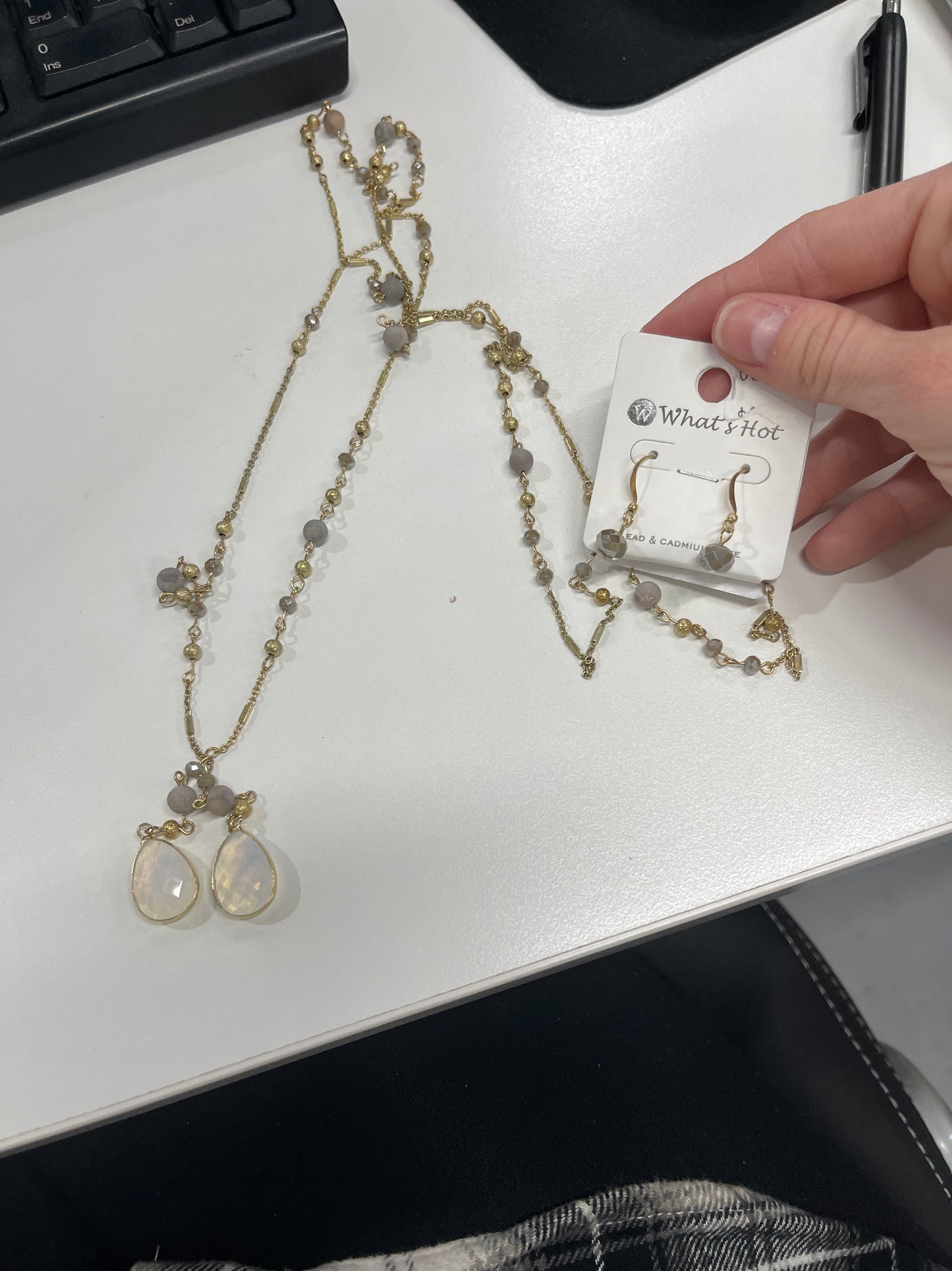 Natural Beaded Necklace With Earrings