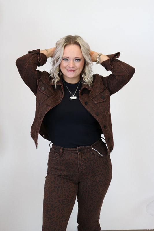 Ainsley Novelty Leopard Denim Jacket Dear John