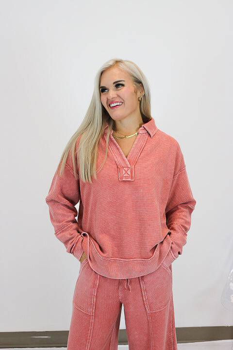 Running Errands Textured Top -2 Colors