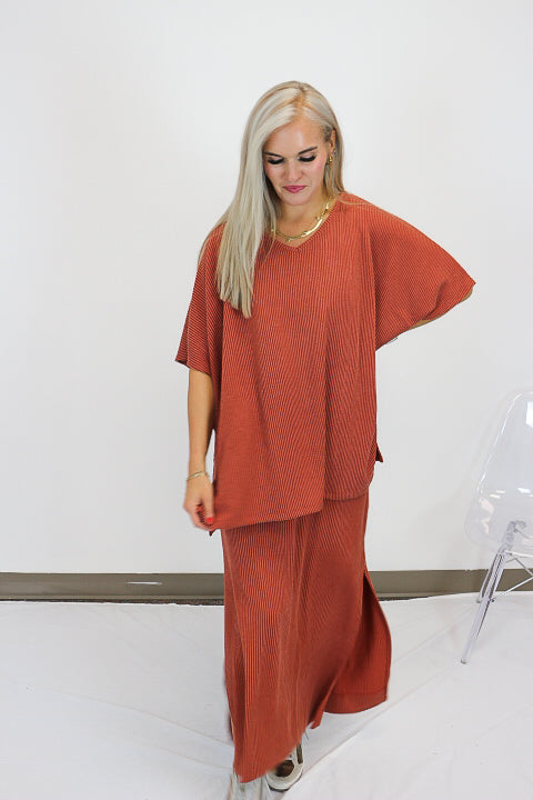 Poolside Travel Ribbed Rust Set