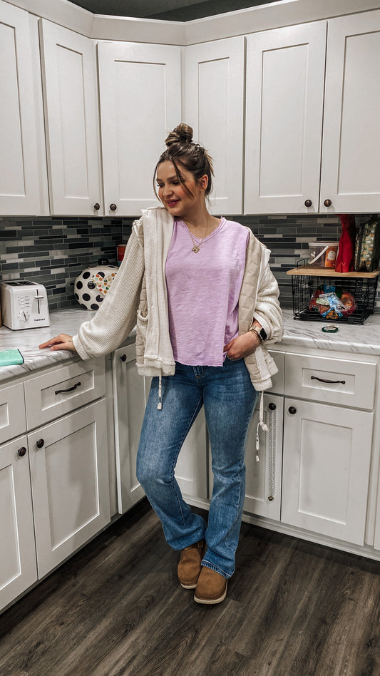 Vanya Short Sleeve Lavender Slub Tee