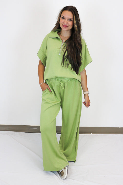 In Dire Need Tea Green Luxe Knit Pullover