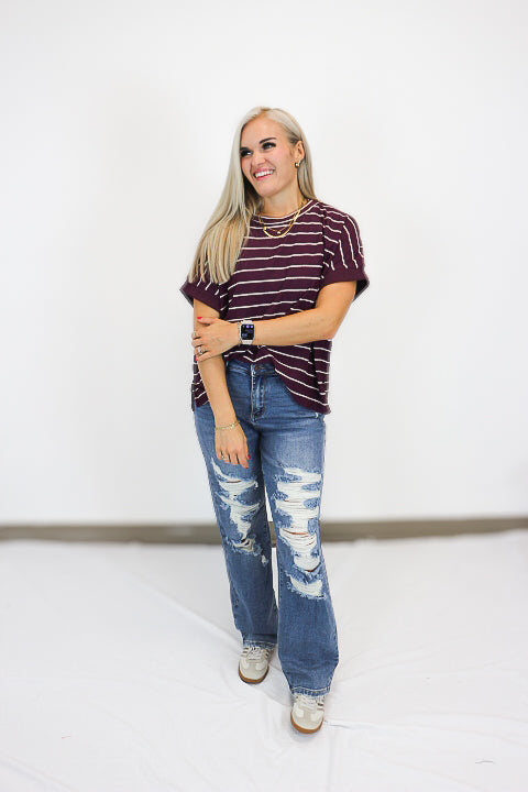 Women's Heavy Destroy High Waisted Straight Leg Jeans Judy Blue