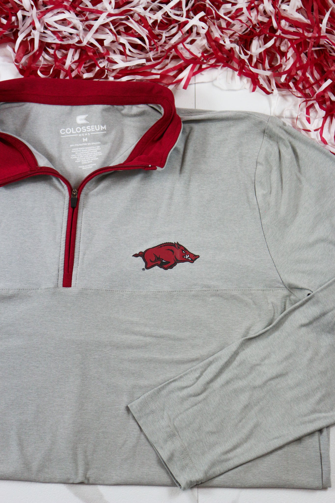 Arkansas Men's Grey Quarter Zip Pullover