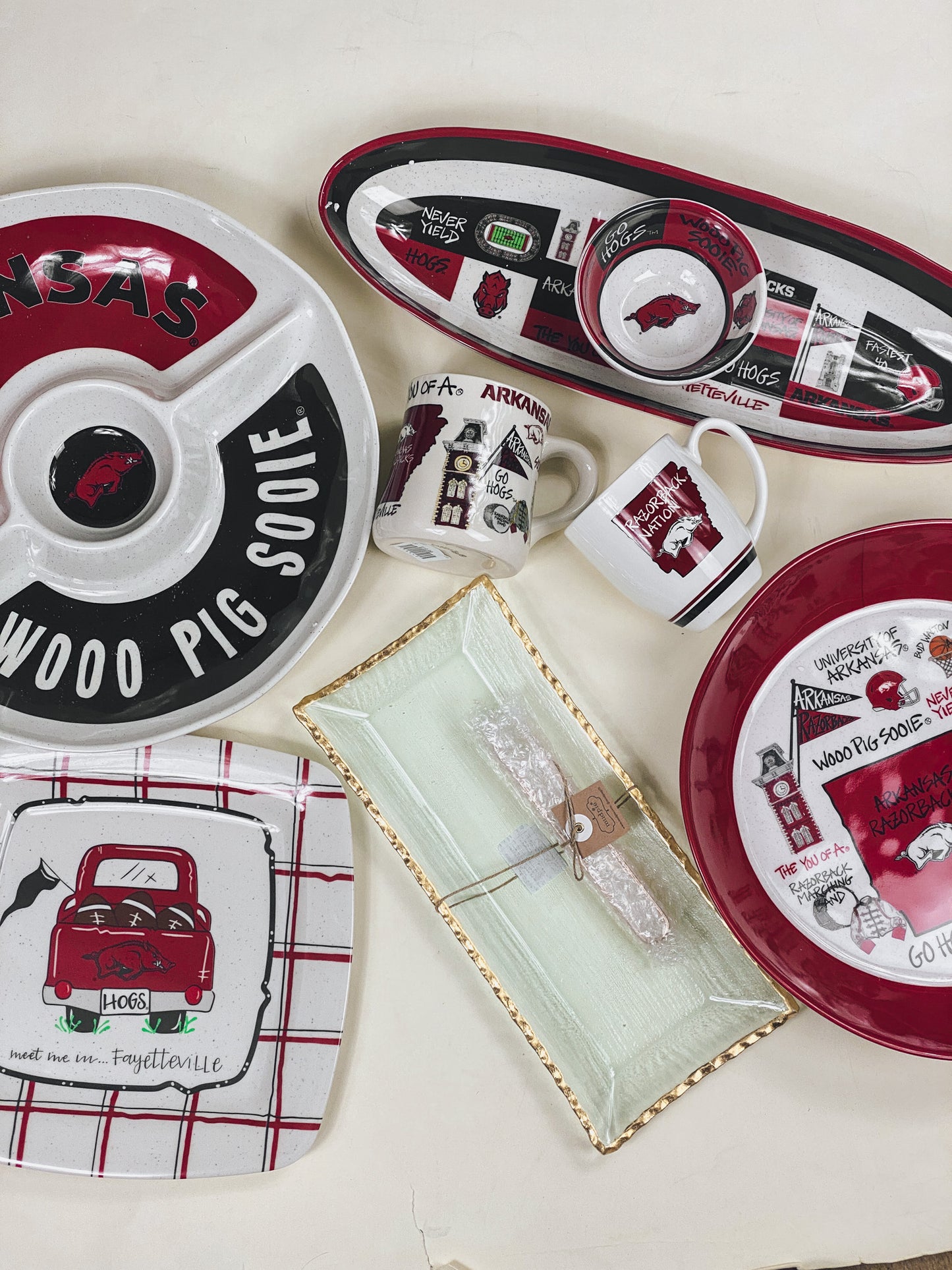 Mud Pie Gold Edge Platter Set