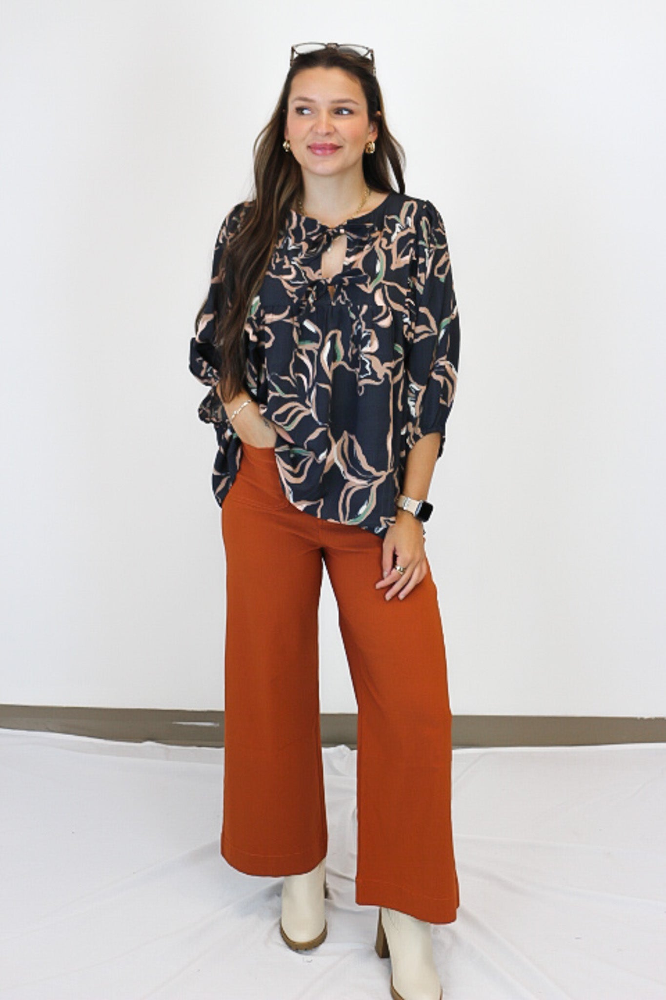 Jake Wide Leg Rust Denim Jeans By Mud Pie