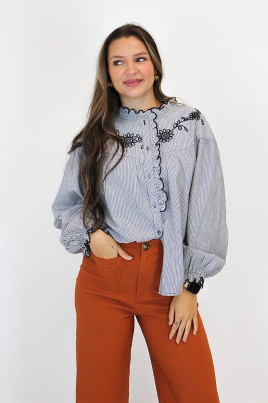 Meant To Shine Hilary Black Stripe Blouse