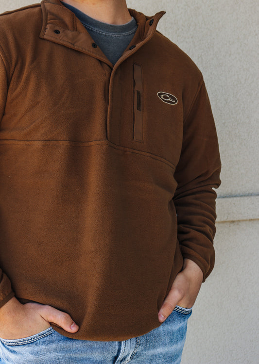 Drake Camp Fleece Cocoa Pullover With Magnetic Pocket