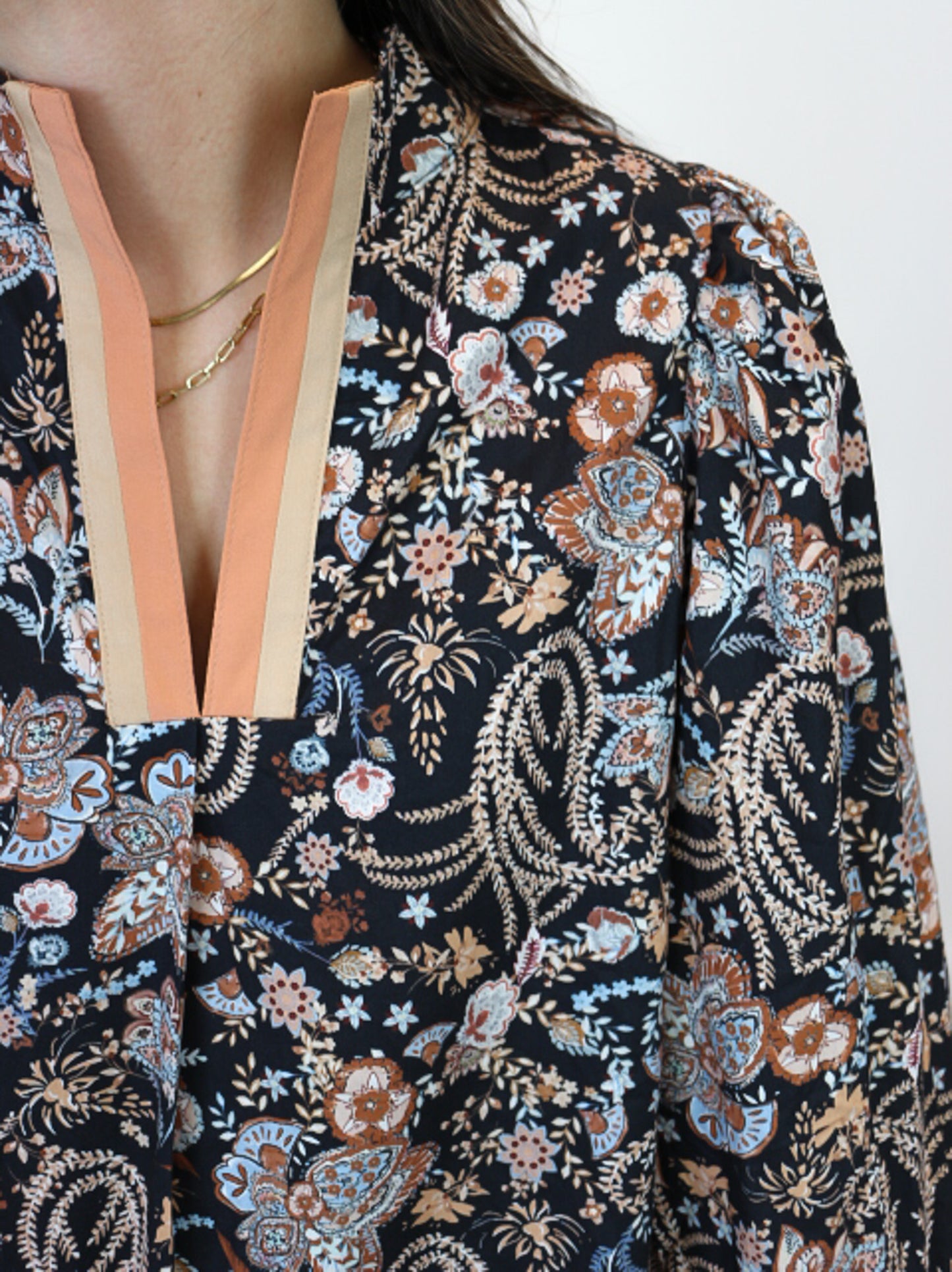 Peaceful Feeling Black Floral Blouse