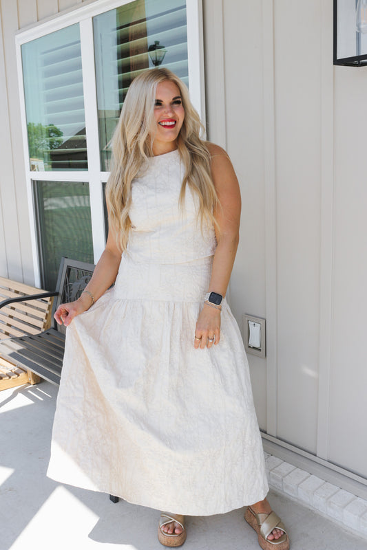 Over Your Head Cream Floral Skirt Set