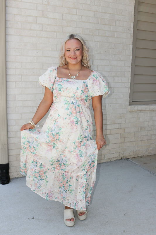 Soul Ties Cream Floral Dress