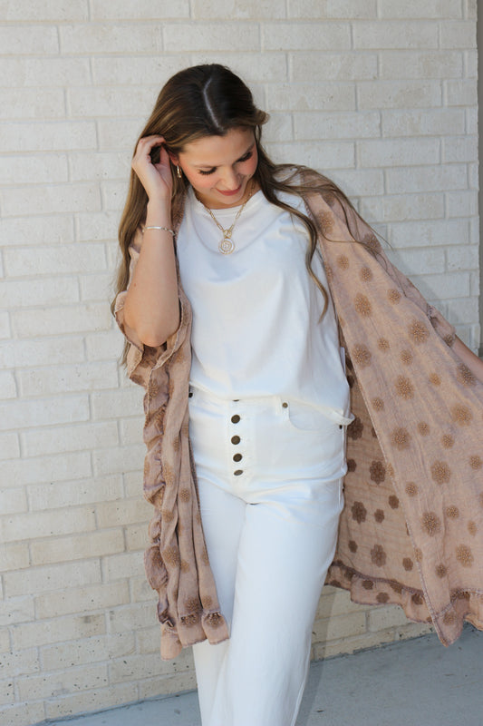 Stay Focused Mocha Floral Kimono