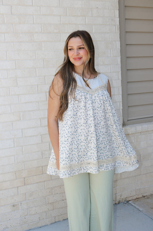 Lucky To Be Me Cream Floral Top