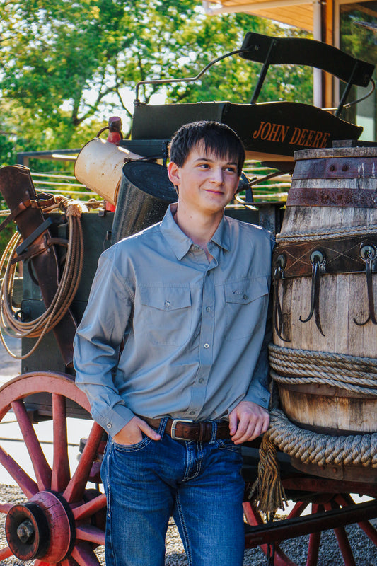 Drake Light Grey Moisture Wicking Button Down