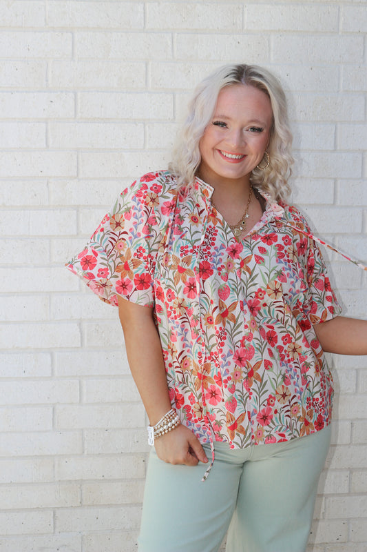 Reveal Your Intentions Dark Coral Floral Blouse