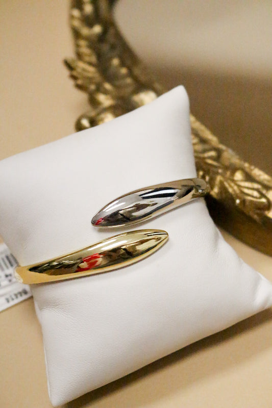 Gold Silver Hinged Bangle Bracelet