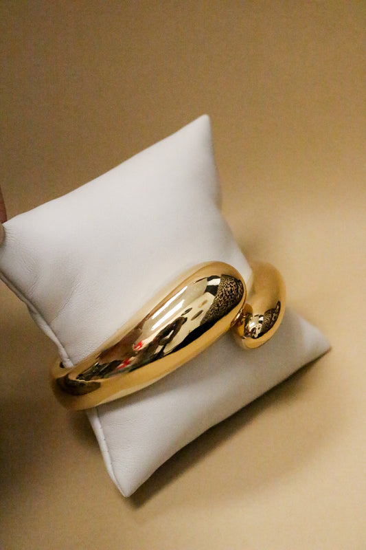 Gold Metal Hinged Cuff Bracelet