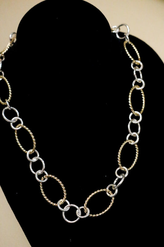 Gold Silver Multi Link 16"-18" Necklace