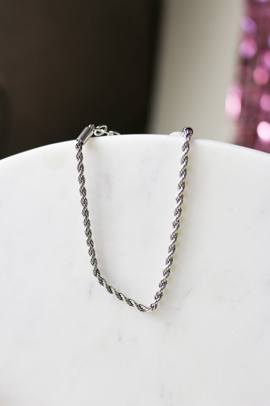 Silver Chunky Twisted Necklace - Waterproof