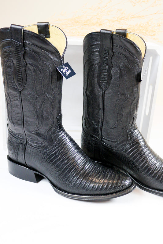 Tony Lama Men's Black Kirkland Lizard Boots