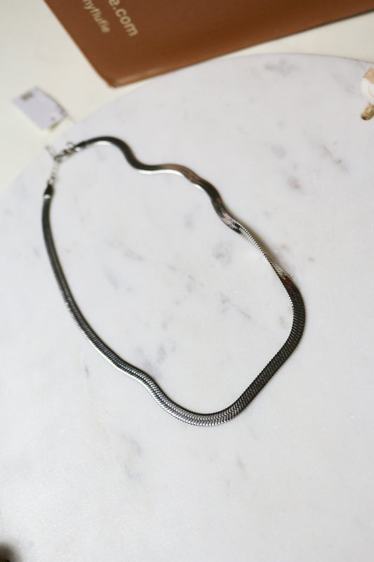 Silver Herringbone Necklace - Waterproof