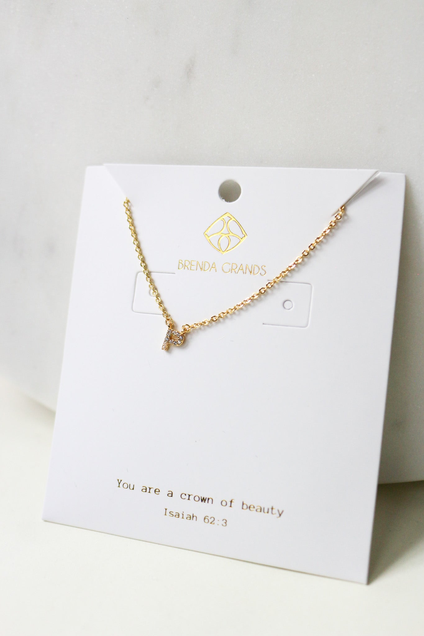 Gold Shiny P Initial Necklace - Water Resistant