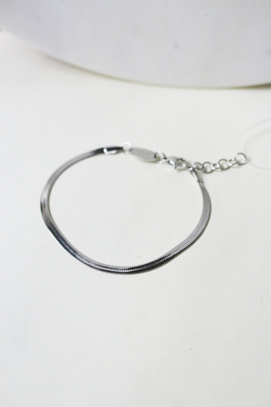 Silver Dainty Herringbone Bracelet - Waterproof