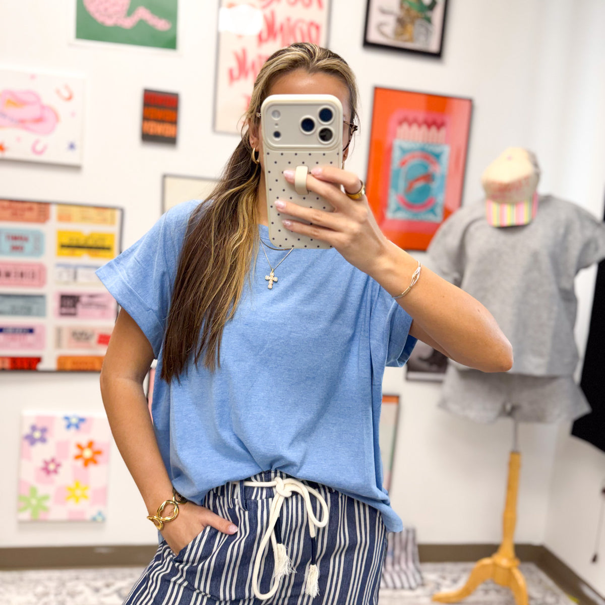 True And Simple Solid Cuff Tee