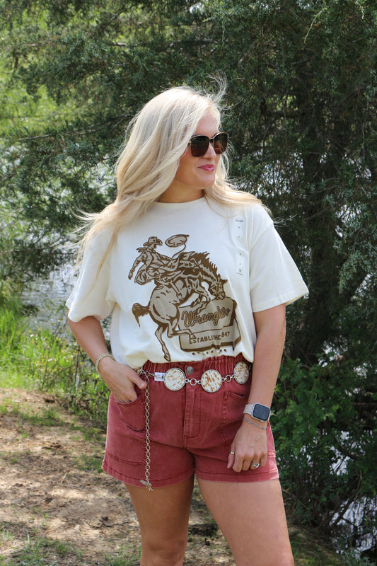 Wrangler Women's Western Bucking Cowboy Graphic Girlfriend T-Shirt