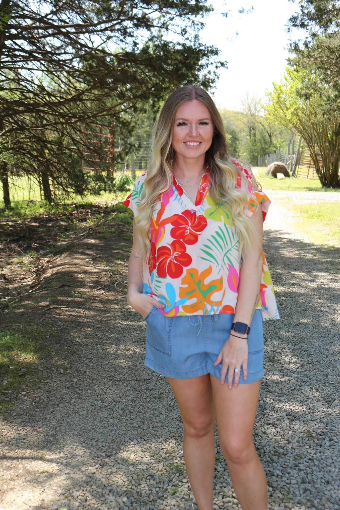Emerson Palm Spring Floral Blouse