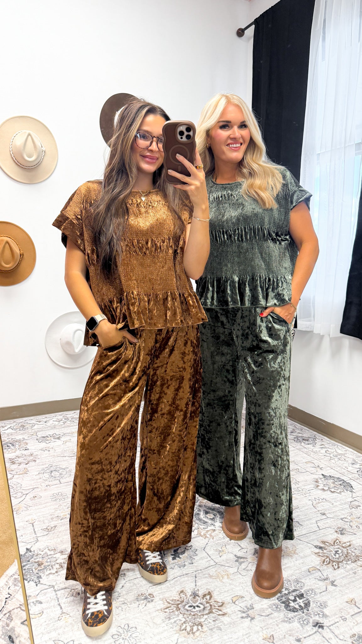 Sweet Smiles Velvet Smocked Top -2 Colors