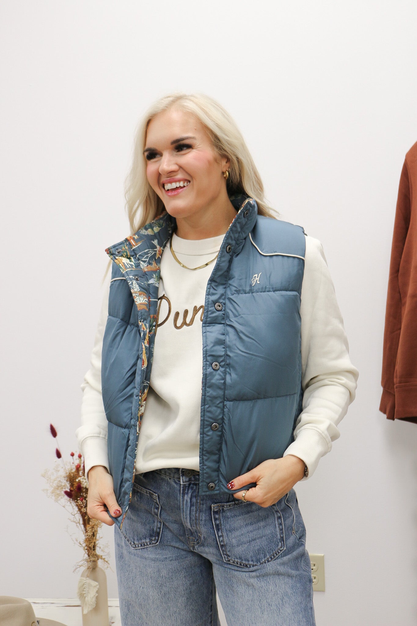 Briar Hooey Navy Reversible Puffer Vest