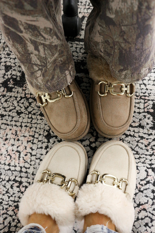 Davos Fuzzy Buckle House Shoes -2 Colors