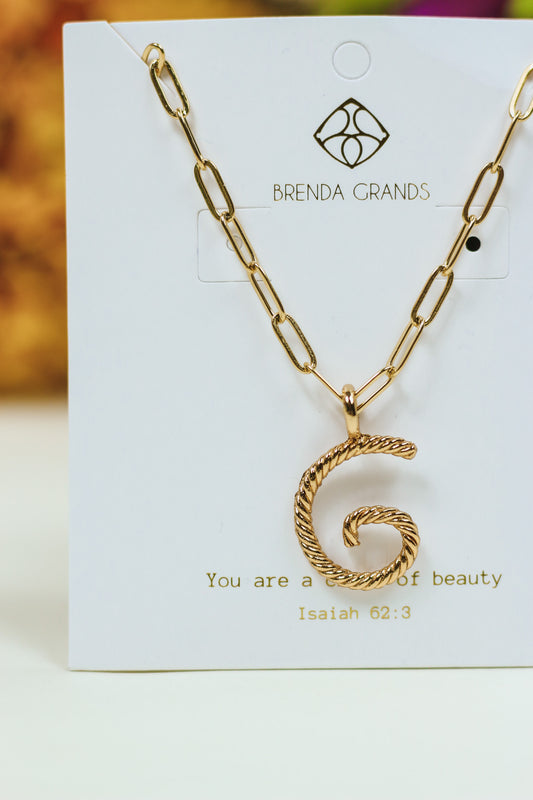 Gold Aspen Initial Paperclip G Necklace - Water Resistant