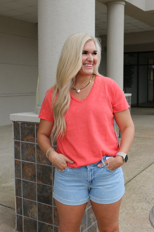 Ava Light Wash Denim Shorts