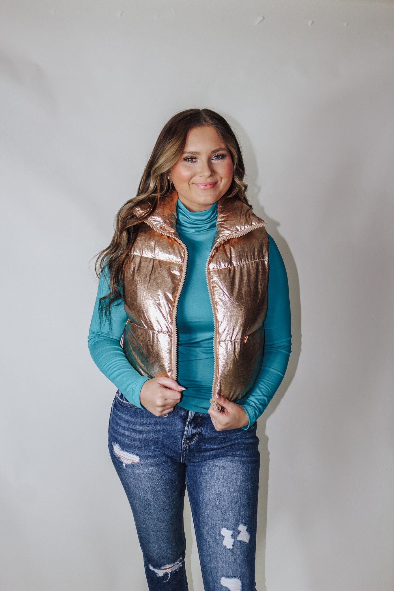 Time For Greatness Light Teal Turtle Neck Top