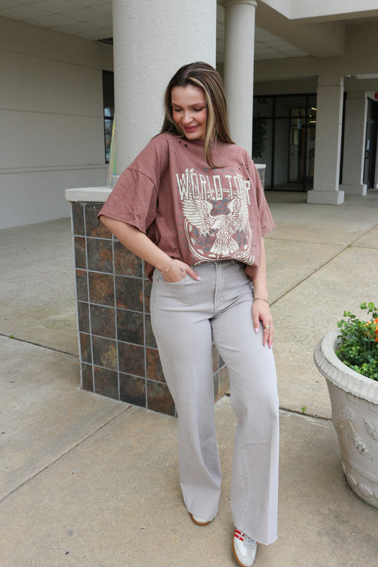 Fiona Stone Grey Wide Leg Jeans