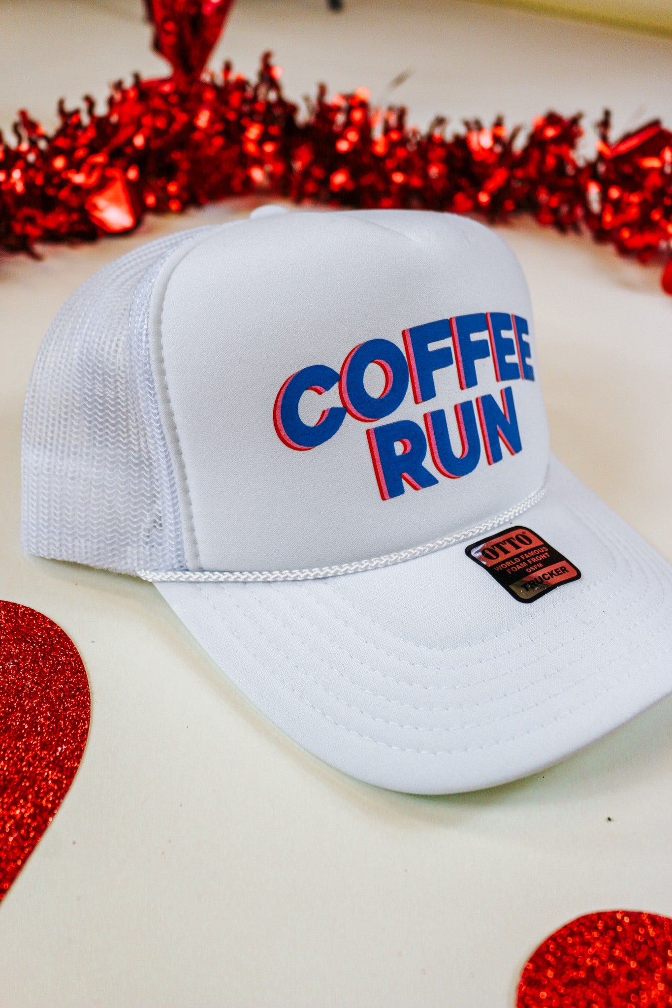 Coffee Run White Trucker Hat