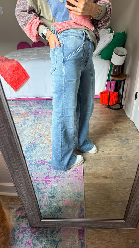 Happi Wide Leg Comfort Flare Hidden Jeans