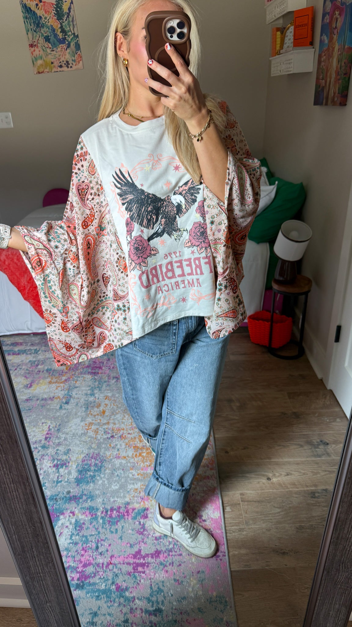 Free Bird America Bone Paisley Tee