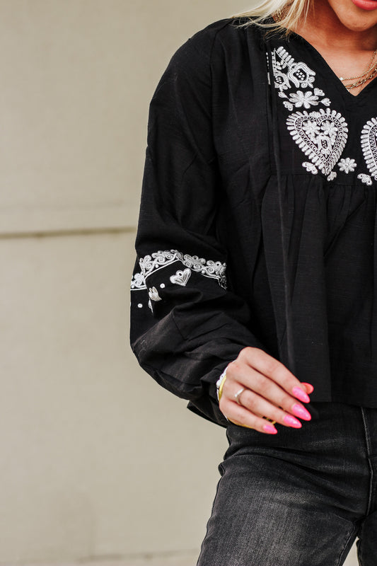 Taking A Turn Black & White Blouse