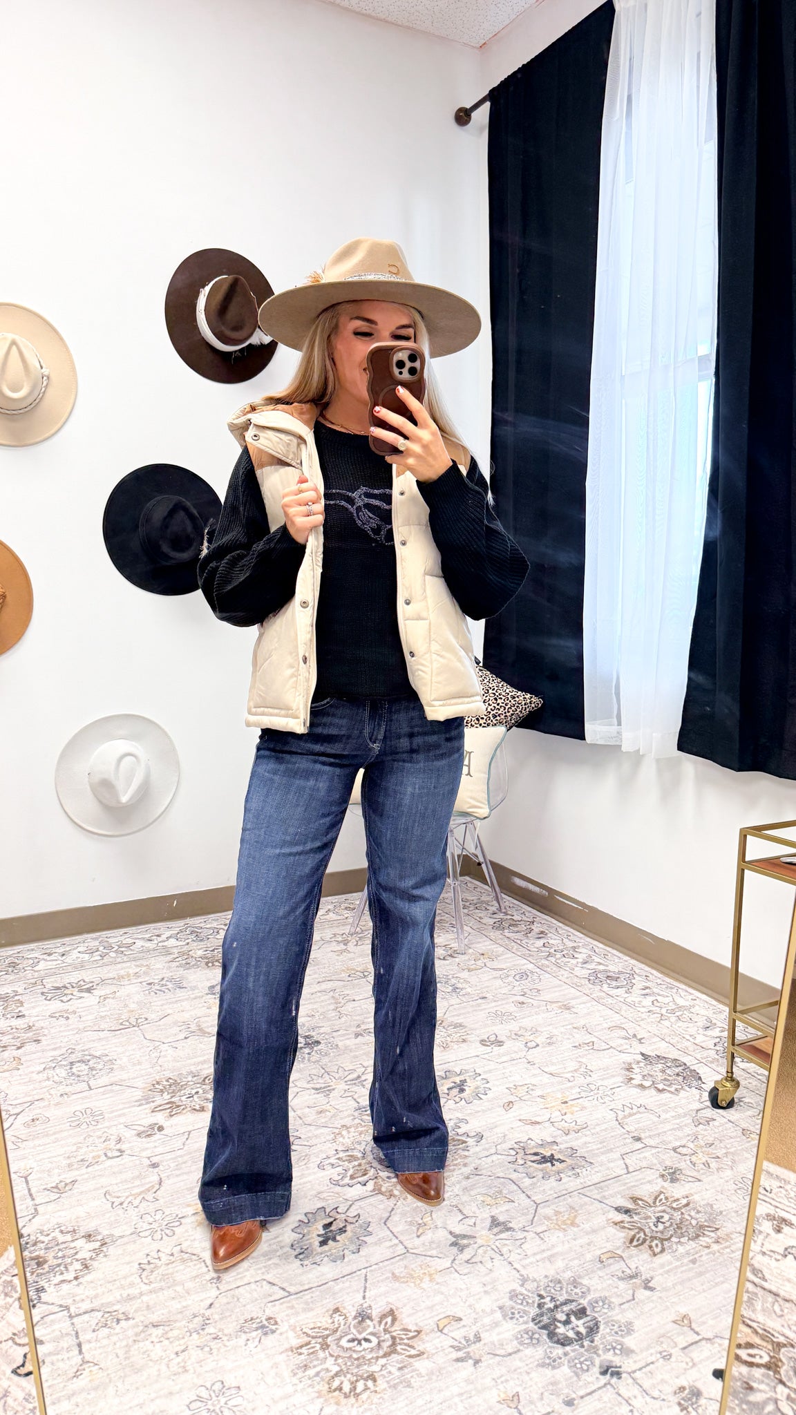 Knit Em Cowboy Black Sweater