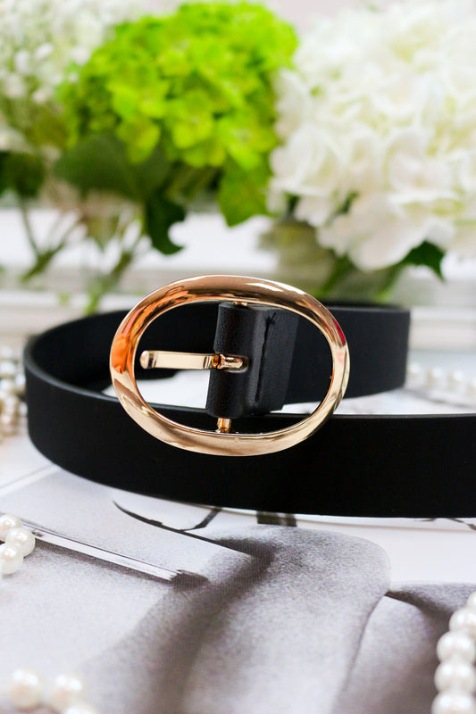 Classic Oval Buckle Leather Belt -2 Colors