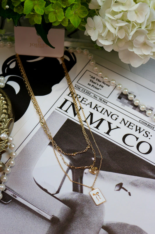 Gold Layered Bow Charm Necklace