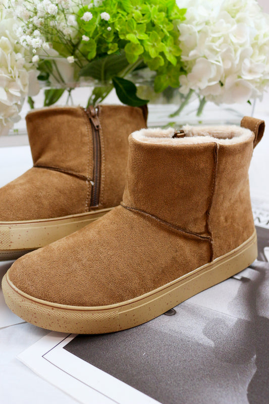 Fuzzy Tan Ankle Boot By Very G