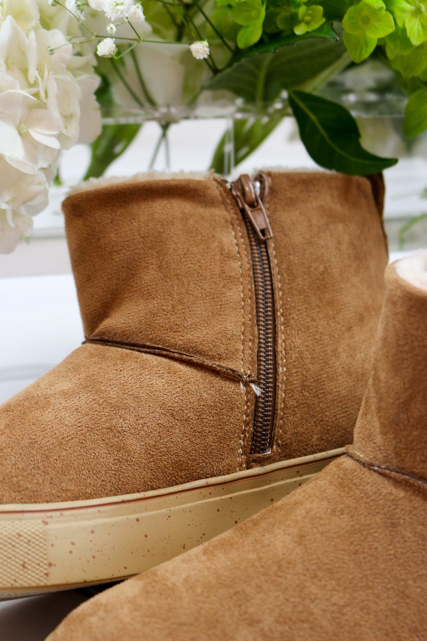 Fuzzy Tan Ankle Boot By Very G