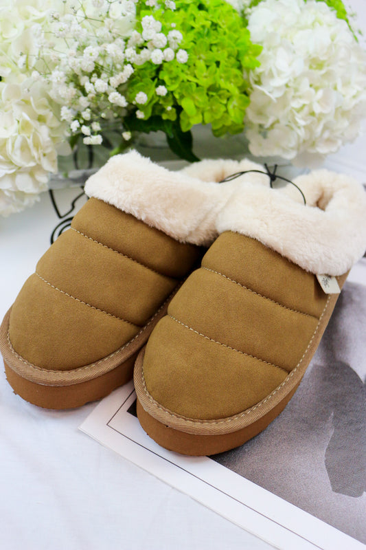 Women's Emma Platform Tan Slippers