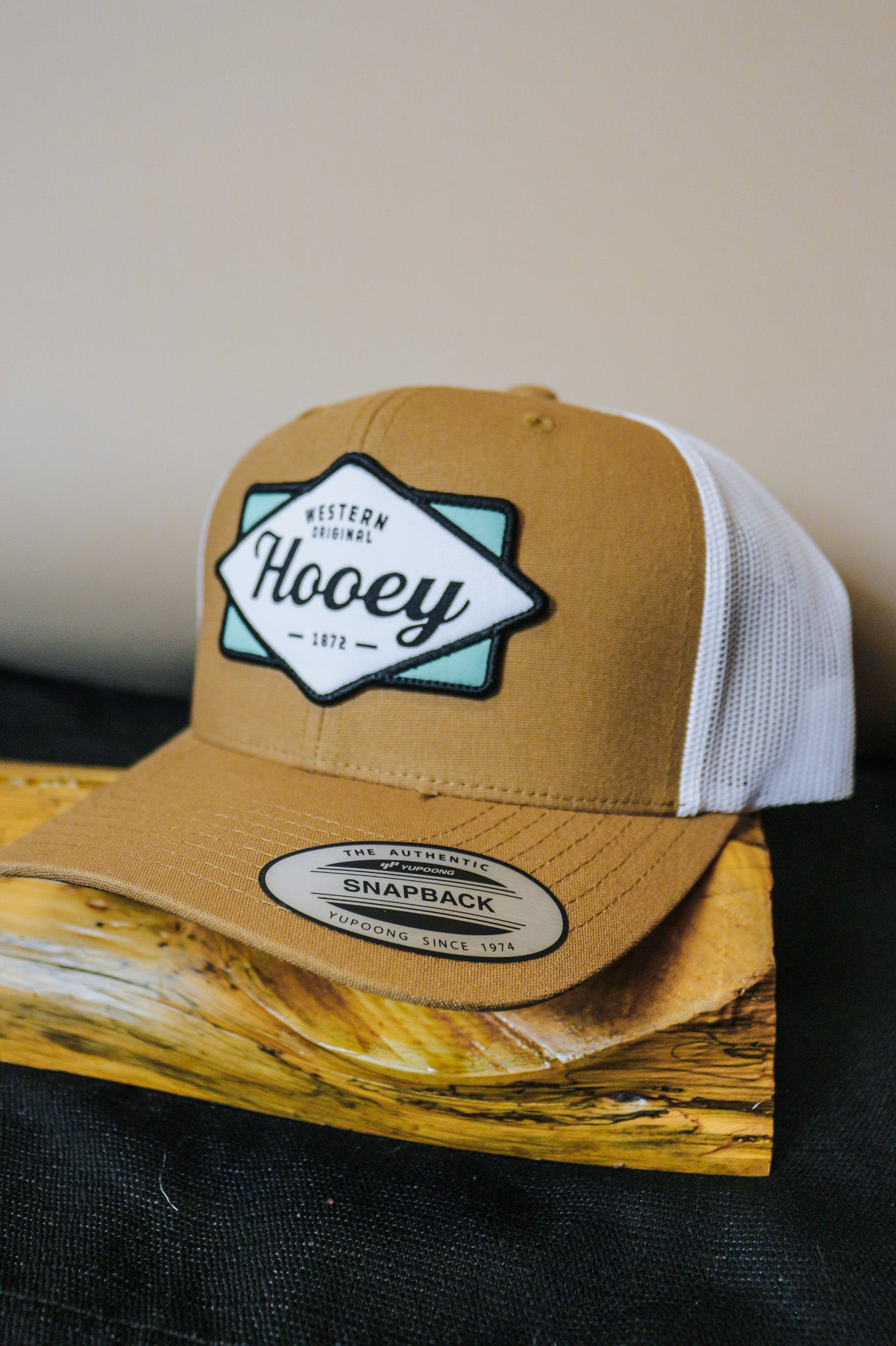 Tan White Diamond Hooey Logo 6 Panel Trucker Hat